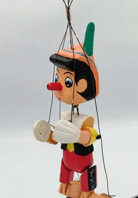 Vintage Wooden Pinocchio String Puppet Marionette Toy  Hand Painted Doll