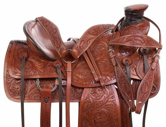 Selle de cheval en cuir Barrel Racing Western A Fork Wade Tree Roping Ranch