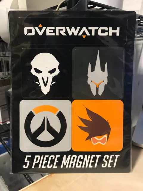 Overwatch Blizzard Reaper Tracer Reinhardt Offical 5-Piece Magnet Set Brand New