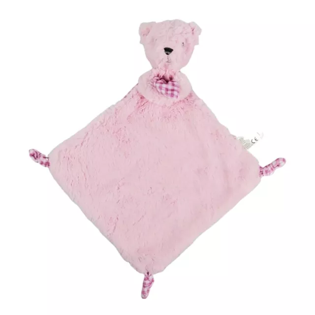 Kellytoy Baby Security Blanket Comforter Pink Bear Gingham Plaid Knotted Lovey