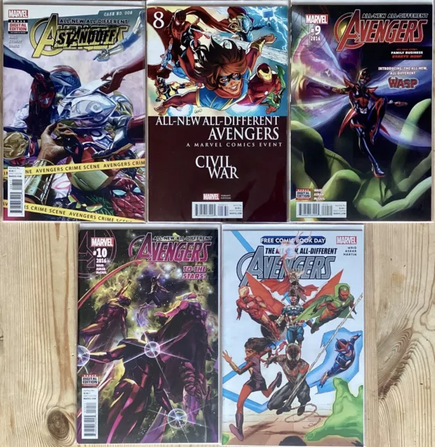 All-New All-Different Avengers, 2016, Marvel 5 Comic Bundle, Vgc Variant & Fcbd