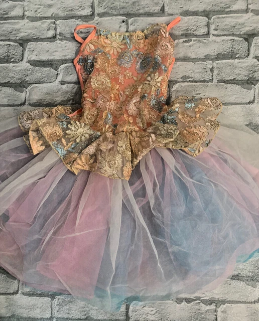 Curtain Call Costume peach  And gold  Dance Ballet Size childs Large