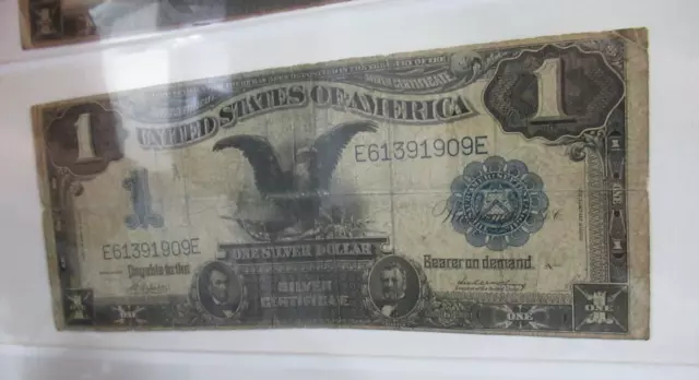 1899 $1 Dollar US Silver Certificate Large Note Blue Seal Black Eagle #6139-1909