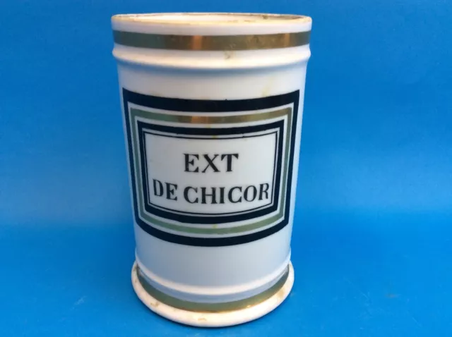 Vintage Ext De Chicor Porcelain Old Colored White & Black Kitchen Container