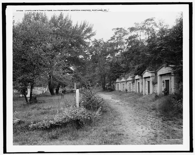 1900 Photo of  Longfellow's family tomb 2nd from right Western Cemetery Portland