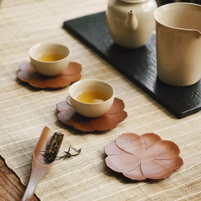 Rosewood Wooden Coasters Tea Cup Mat Petal Coaster Wood Pads Coffee Mug Pad