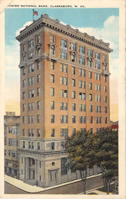 Union National Bank Clarksburg West Virginia 1937 postcard