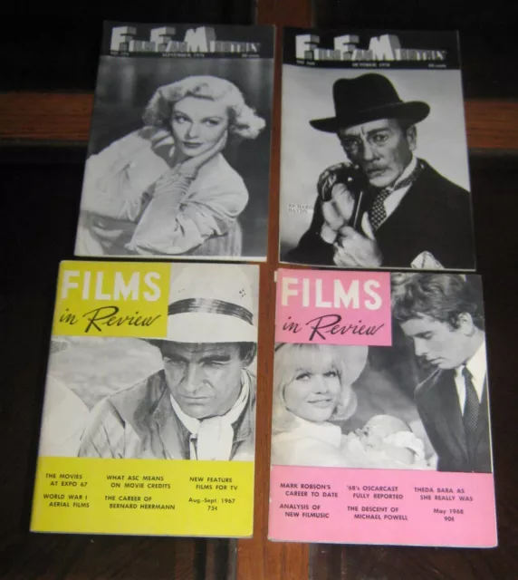 Lot of (4) Vintage 60s-70's Film Magazines -- Films in Review/Film Fan Monthly!