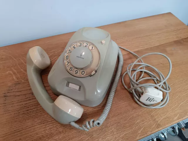 Siemens FG tist 282 cb Telefon, Wählscheibentelefon, 60er Jahre, antik, grau