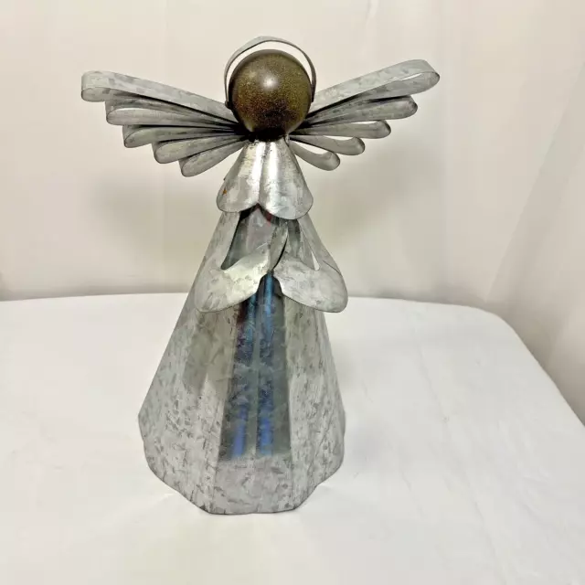 Galvanized Metal Garden Angel Christmas Tree Topper Ornament Shelf Sitter