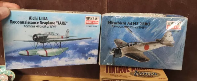 minicraft model kit lot Mitsubishi A6M2 zero & Aichi E13A seaplane