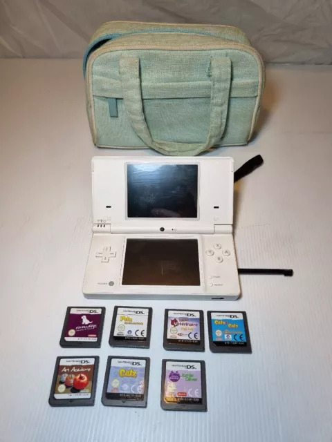JAPANESE Nintendo DSi Handheld Game Console - White - 10 Games - Game Case