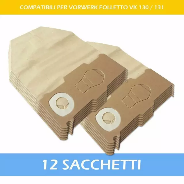 12 SACCHI / Sacchetti per aspirapolvere Vorwerk Folletto Kobold VK 130, 131  SC EUR 14,95 - PicClick IT