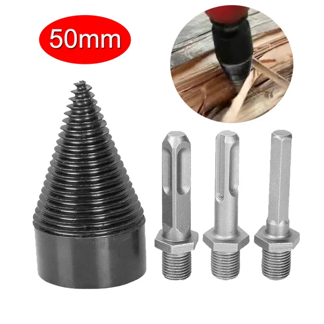 50mm Holzspalter Kegelspalter Drillkegel Rechtsgewinde für Bohrmaschine Splitter