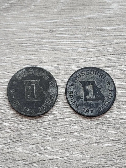1925-1946 US Missouri Sales Tax Receipt Coin Token Sales Tax Coin Payment Set (2