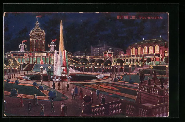 Ansichtskarte Mannheim, Jubiläums-Ausstellung 1907, Friedrichsplatz