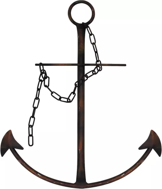 Nautical Anchor Wall Decor, Antique Metal Anchor Art Wall Decor With Chain for B