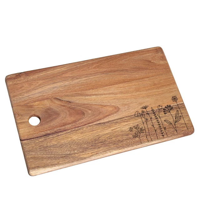 Spring Floral Acacia Serving Board, Chopping Board, Cheese Board, Charcuterie