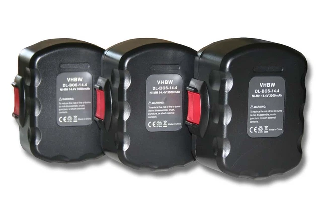 3x BATTERY 3000mAh 14.4V black / red for BAT025,1617S0004W,2 607 335 263