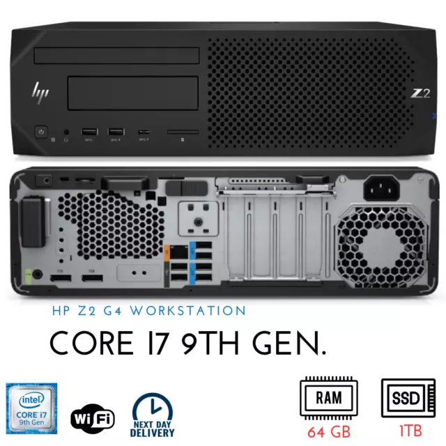 HP Z2 Windows 11 Desktop PC Quad Core i7-9th Computer 64GB Ram 1TB SSD WIFI UHD