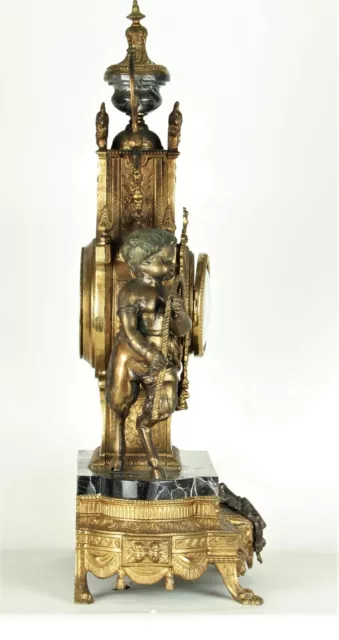 Imperial Lancini / Franz Hermle Gilded Bronze & Marble Mantle Clock with Faun 2