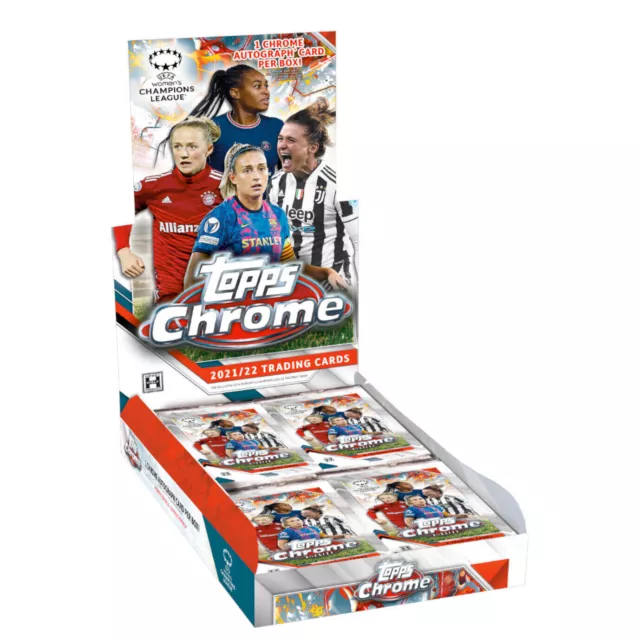 2021 22 Topps Chrome UEFA Womens Champions League Soccer Hobby Box | 18 Packs