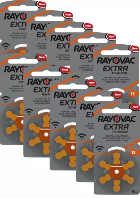 60x Batterie per apparecchi acustici Tipo 13 Rayovac Extra Advanced PR48 dal 2024 + MHD 2027 +