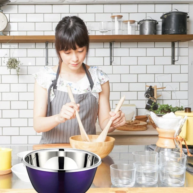 3 ud. Cuencos de acero inoxidable Mezclador Cocina Verduras Alimentos Contenedor de almacenamiento
