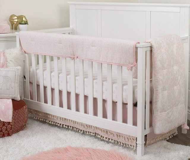 NoJo Serendipity elephant Medallion  100% Cotton Crib Rail Guard, Pink