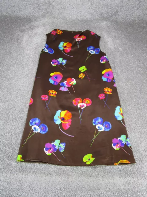 Marc Jacobs Shift Dress Womens 2 Brown Silk Floral Sleeveless