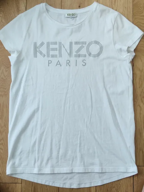 Kenzo Paris White Girls Age 12 T-Shirt With Grey KENZO logo.