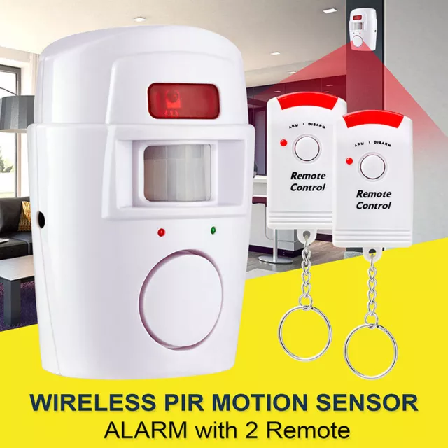 Wireless Pir Motion Sensor Alarm + 2 Remote Controls Shed Home Garage Cara-tz