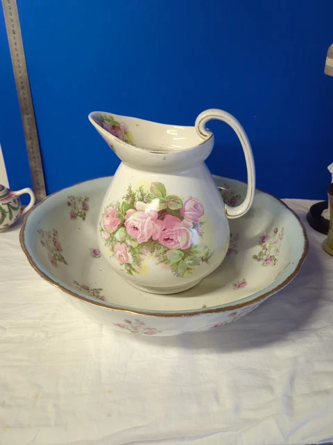 VINTAGE ENGLISH Bathroom Vanity Wash Set, Jug & Bowl. ??20.00 - PicClick UK