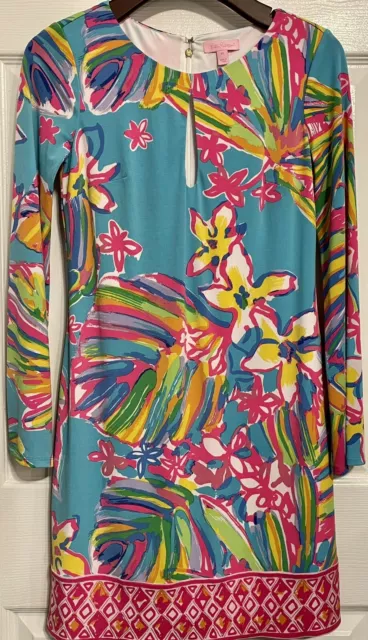 Lilly Pulitzer Fairfield Tunic Dress Sea Blue Summer Haze XS XSmall