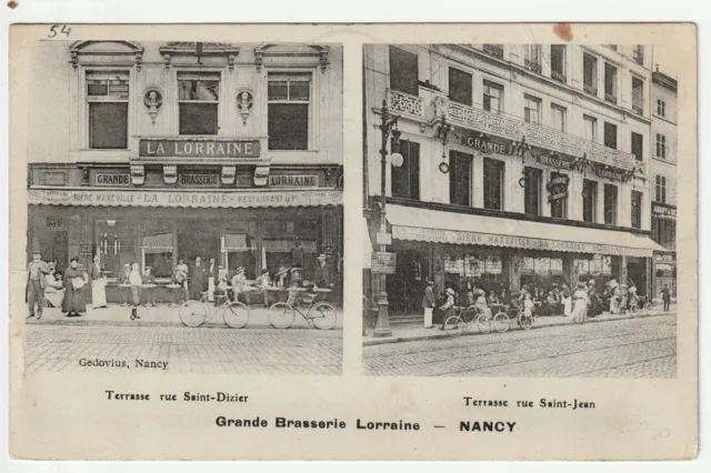 NANCY - Meurthe & Moselle - CPA 54 - Grande Brasserie la Lorraine 2 streets/2 views