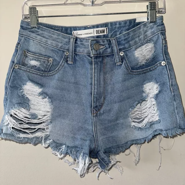 Lovers + Friends DENIM The Jack Jean Shorts Size 28 Distressed Cotton Cut Off