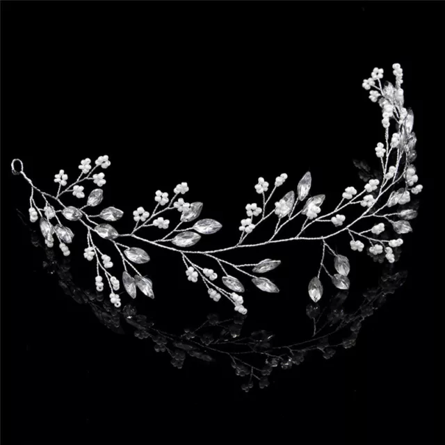 Pearl Crystal Bridal Hair Vine Wedding Headband Hair Band Accessories Headdr Lj