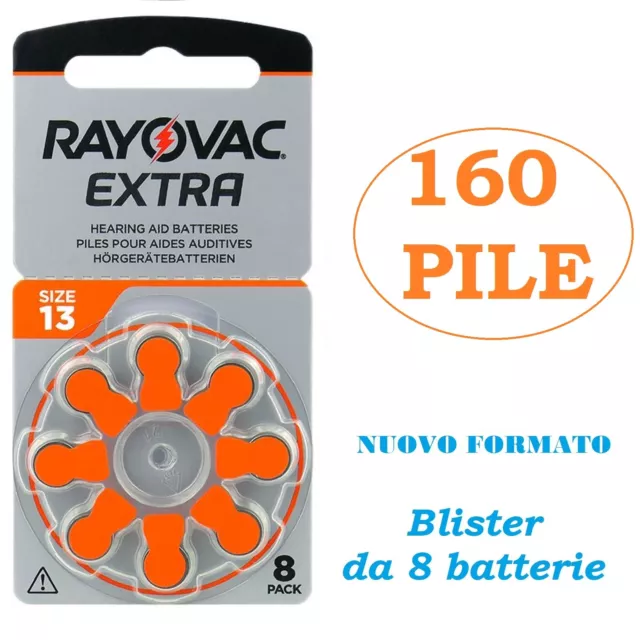 160 Batterie PILE RAYOVAC Extra 13 per Apparecchi Acustici PROTESI PR48 1,45v