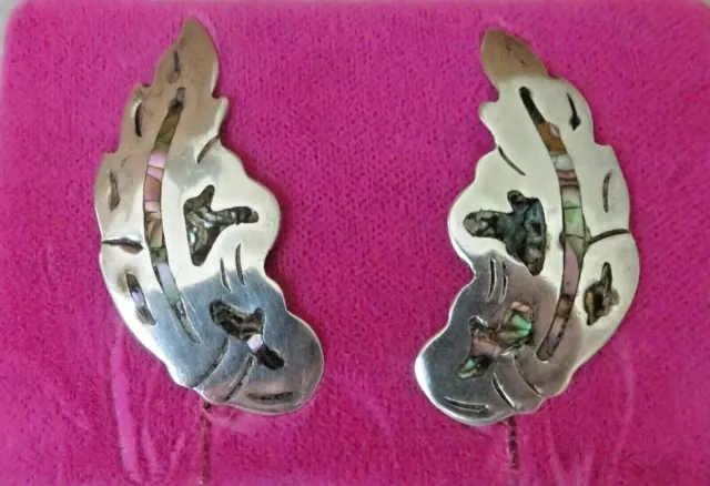 Large Vintage Sterling Silver Handmade Hecho En Mexico 925 Screw Earrings Signed