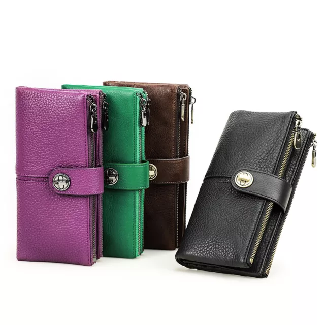 Women's Wallet RFID AirTag Phone 18 Credit Card Holder Full Grain Leather Gift