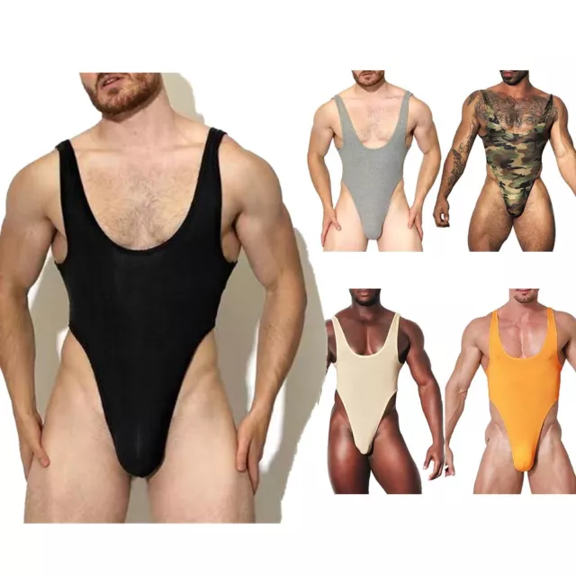 Men Leotard Sport Bodysuit Swimming Wrestling Singlet Stretchy Club Wear Sexy 3