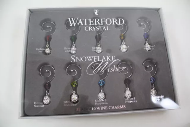 Juego de 10 dijes de vino Waterford copo de nieve Wishes