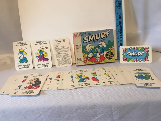 Vintage 1982 Milton Bradley The Smurf Card Game Giant Size 80's Cartoon Complete