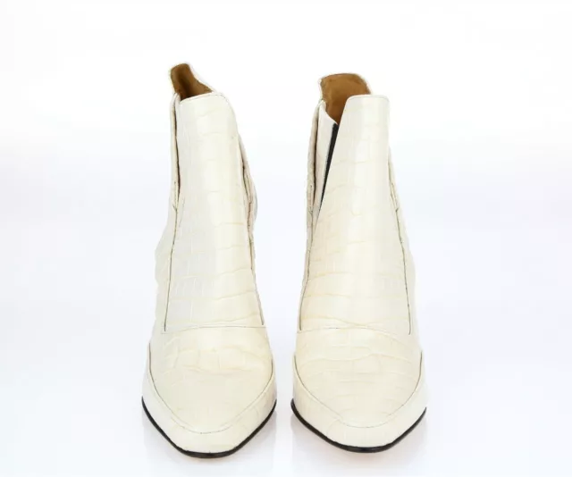 Women's DEREK LAM Ivory Leather Sling back Ankle Booties Heel Shoes sz. 6 B NEW! 3