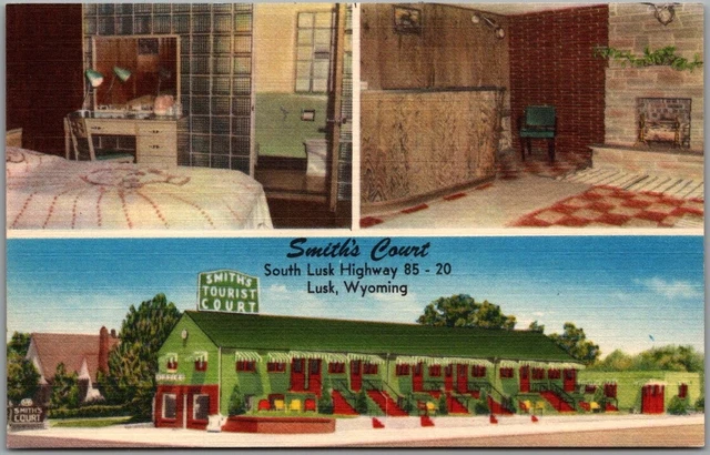 Lusk, Wyoming Postcard SMITH'S COURT Highway 85 Roadside LINEN c1950s Unused