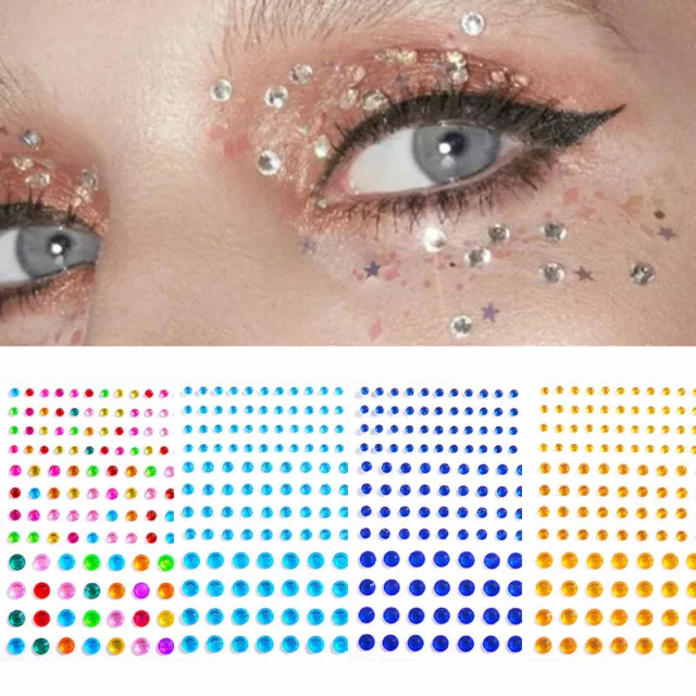 Body Face Gems Stick on 3D Jewels Festival Glitter Crystals Rhinestones Make Up
