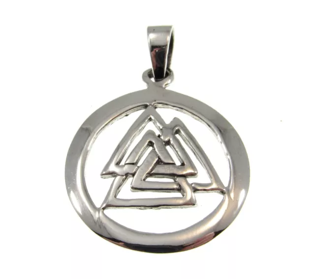 Handcrafted Solid 925 Sterling Silver Norse Viking God Odin VALKNUT Pendant