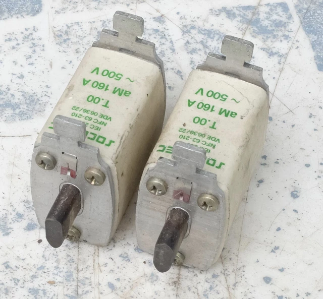 2x Socomec Cartouche à couteau fusible 160A type aM taille 00 500V. Lot de 2 6