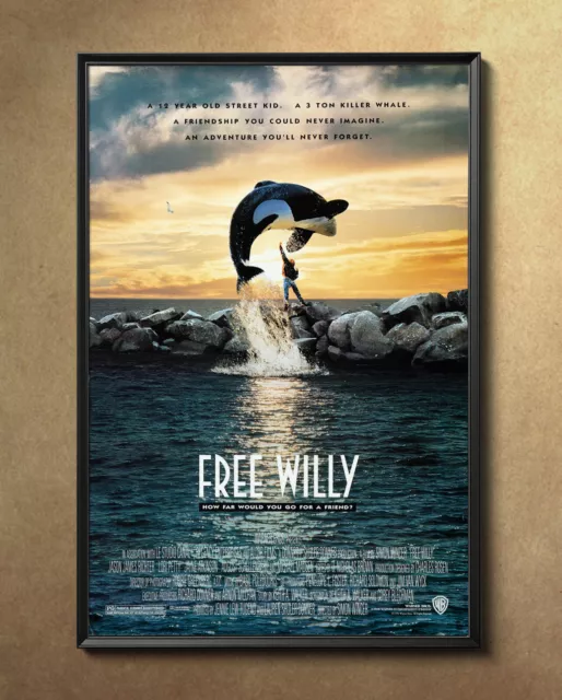 Free Willy 1993 Movie Poster 24"x36" Borderless Glossy 9321