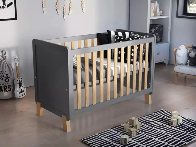 Francis Wooden Baby Cot Bed 120X60 with FREE Deluxe Aloe Vera Mattress